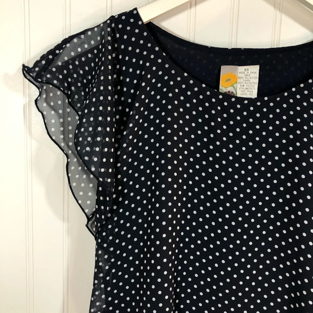 Mimi Chica EUC Navy Polka Dot Mini Dress XS